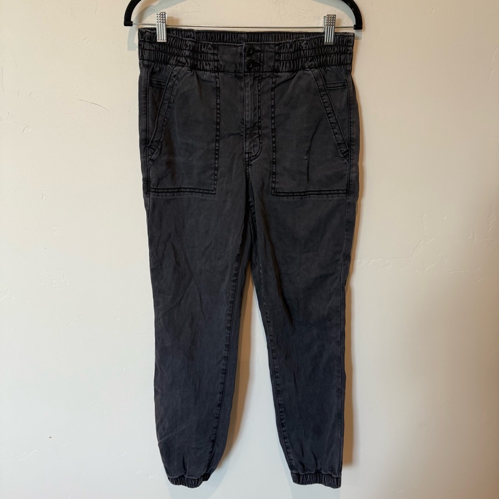 American Eagle Black Denim Jogger Pants Stretch Pull On Womens Size 12 Regular